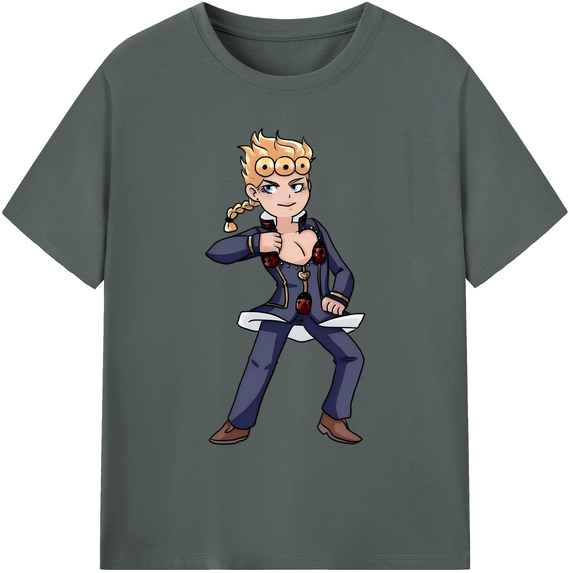 （画像用） ジョジョの奇妙な冒険 ジョルノ?ジョバァーナ JoJo's Bizarre Adventure Giorno Giovanna 綿100％ メンズ半袖Tシャツ｜肌触りやわらか＆通気性